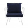 Modway Riverside 6 Piece Outdoor Patio Aluminum Set - White Navy - Armchair in Front Angle