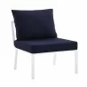 Modway Riverside 6 Piece Outdoor Patio Aluminum Set - White Navy - Armless Chair in Front Side Angle - Modway Riverside 6 Piece Outdoor Patio Aluminum Set - White Navy - Armless Chair in Front Side Angle