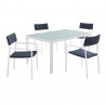 Modway Raleigh 5 Piece Outdoor Patio Aluminum Dining Set in White Navy - Set in Front Side Angle