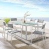 Modway Raleigh 7 Piece Outdoor Patio Aluminum Dining Set in White Gray - Lifestyle