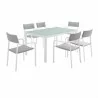 Modway Raleigh 7 Piece Outdoor Patio Aluminum Dining Set in White Gray - Set in Front Side Angle - Modway Raleigh 7 Piece Outdoor Patio Aluminum Dining Set in White Gray - Set in Front Side Angle