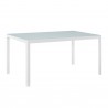Modway Raleigh 7 Piece Outdoor Patio Aluminum Dining Set in White Gray / White Navy - Table in Front Side Angle