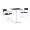 Modway Raleigh 3 Piece Outdoor Patio Aluminum Bar Set in White Navy - Set in Front Angle