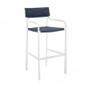 Modway Raleigh 3 Piece Outdoor Patio Aluminum Bar Set in White Navy - Stool in Front Side Angle