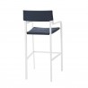 Modway Raleigh 3 Piece Outdoor Patio Aluminum Bar Set in White Navy - Stool in Back Side Angle