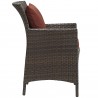 Modway Conduit 5 Piece Outdoor Patio Wicker Rattan Set - Brown Currant - Chair in Side Angle