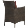 Modway Conduit 5 Piece Outdoor Patio Wicker Rattan Set - Brown Currant - Chair in Back Side Angle