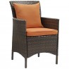 Modway Conduit 5 Piece Outdoor Patio Wicker Rattan Set in Brown Orange - Chair in Front Side Angle