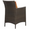 Modway Conduit 5 Piece Outdoor Patio Wicker Rattan Set in Brown Orange - Chair in Back Side Angle