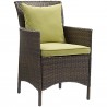 Modway Conduit 5 Piece Outdoor Patio Wicker Rattan Set in Brown Peridot - Chair in Front Side Angle