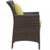 Modway Conduit 5 Piece Outdoor Patio Wicker Rattan Set in Brown Peridot - Chair in Side Angle