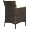Modway Conduit 5 Piece Outdoor Patio Wicker Rattan Set in Brown Peridot - Chair in Back Side Angle