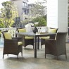 Modway Conduit 5 Piece Outdoor Patio Wicker Rattan Set in Brown Peridot - Lifestyle