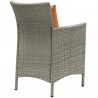 Modway Conduit 5 Piece Outdoor Patio Wicker Rattan Dining Set in Light Gray Orange - Chair in Back Side Angle