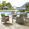 Modway Conduit 5 Piece Outdoor Patio Wicker Rattan Dining Set in Light Gray Orange - Lifestyle