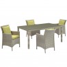 Modway Conduit 5 Piece Outdoor Patio Wicker Rattan Dining Set in Light Gray Peridot - Set in Front Side Angle