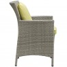 Modway Conduit 5 Piece Outdoor Patio Wicker Rattan Dining Set in Light Gray Peridot - Chair in Side Angle