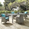 Modway Conduit 5 Piece Outdoor Patio Wicker Rattan Dining Set - Light Gray Turquoise - Lifestyle
