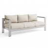 Modway Shore Outdoor Patio Aluminum Sofa in Silver Beige - Front Side Angle