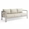 Modway Shore Outdoor Patio Aluminum Sofa in Silver Beige - Front Side Angle - Modway Shore Outdoor Patio Aluminum Sofa in Silver Beige - Front Side Angle