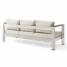 Modway Shore Outdoor Patio Aluminum Sofa in Silver Beige - Back Side Angle - Modway Shore Outdoor Patio Aluminum Sofa in Silver Beige - Back Side Angle