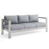 Modway Shore Outdoor Patio Aluminum Sofa in Silver Gray - Front Side Angle