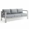 Modway Shore Outdoor Patio Aluminum Sofa in Silver Gray - Front Side Angle - Modway Shore Outdoor Patio Aluminum Sofa in Silver Gray - Front Side Angle