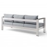 Modway Shore Outdoor Patio Aluminum Sofa in Silver Gray - Back Side Angle