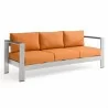 Modway Shore Outdoor Patio Aluminum Sofa - Silver Orange - Front Side Angle - Modway Shore Outdoor Patio Aluminum Sofa - Silver Orange - Front Side Angle