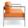 Modway Shore Outdoor Patio Aluminum Sofa - Silver Orange - Modway Shore Outdoor Patio Aluminum Sofa - Silver Orange - Front Side AngleSide Angle
