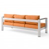 Modway Shore Outdoor Patio Aluminum Sofa - Silver Orange - Back Side Angle