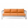 Modway Shore Outdoor Patio Aluminum Sofa - Silver Orange - Front Angle