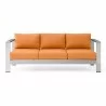 Modway Shore Outdoor Patio Aluminum Sofa - Silver Orange - Front Angle - Modway Shore Outdoor Patio Aluminum Sofa - Silver Orange - Front Angle