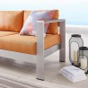 Modway Shore Outdoor Patio Aluminum Sofa - Silver Orange - Lifestyle 2