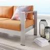 Modway Shore Outdoor Patio Aluminum Sofa - Silver Orange - Lifestyle 2 - Modway Shore Outdoor Patio Aluminum Sofa - Silver Orange - Lifestyle 2