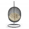 Modway Hide Outdoor Patio Sunbrella® Swing Chair With Stand in Gray Beige - Front Angle