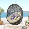 Modway Hide Outdoor Patio Sunbrella® Swing Chair With Stand in Gray Beige - Lifestyle