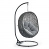 Modway Hide Outdoor Patio Sunbrella® Swing Chair With Stand in Gray Gray - Front Side Angle