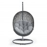Modway Hide Outdoor Patio Sunbrella® Swing Chair With Stand in Gray Beige - Front Angle
