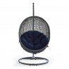 Modway Hide Outdoor Patio Sunbrella® Swing Chair With Stand in Gray Navy - Front Angle
