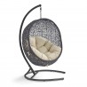 Modway Encase Sunbrella® Swing Outdoor Patio Lounge Chair in Black Beige - Front Side Angle