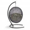 Modway Encase Sunbrella® Swing Outdoor Patio Lounge Chair in Black Beige - Back Side Angle
