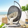Modway Encase Sunbrella® Swing Outdoor Patio Lounge Chair in Black Beige - Lifestyle