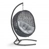 Modway Encase Sunbrella® Swing Outdoor Patio Lounge Chair in Black Gray - Front Side Angle