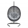 Modway Encase Sunbrella® Swing Outdoor Patio Lounge Chair in Black Gray - Front Angle