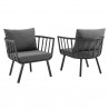 Modway Riverside Outdoor Patio Aluminum Armchair in Gray Charcoal - Set of Two - Set in Opposite Angle