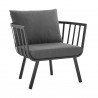 Modway Riverside Outdoor Patio Aluminum Armchair in Gray Charcoal - Set of Two - Front Side Angle
