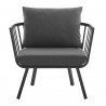Modway Riverside Outdoor Patio Aluminum Armchair in Gray Charcoal - Set of Two - Front Angle