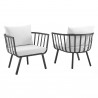 Modway Riverside Outdoor Patio Aluminum Armchair in Gray White - Set of Two - Set