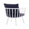 Riverside Outdoor Patio Aluminum Armchair in White Navy - Back Side Angle